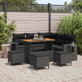 vidaXL Σετ Καναπέ Κήπου 9 pcs Μαύρο συνθετικό ρατάν