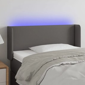 Κεφαλάρι Κρεβατιού LED Γκρι 93x16x78/88 εκ. από Συνθετικό Δέρμα 3123038