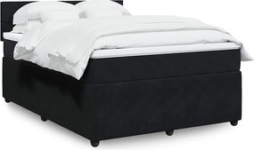 vidaXL Κρεβάτι Boxspring με Στρώμα Μαύρο 140x200 εκ. Βελούδινο