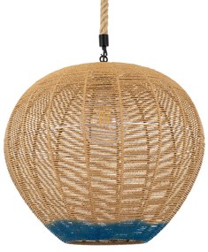 00727 GloboStar® SIMON 00727 Boho Κρεμαστό Φωτιστικό Ανάρτηση Μονόφωτο 1 x E27 IP20 Μπεζ & Μπλε Σχοινί - Μ50 x Π50 x Y47cm