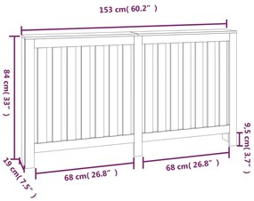 Κάλυμμα Καλοριφέρ Γκρι 153x19x84 εκ. από Μασίφ Ξύλο Πεύκου - Γκρι