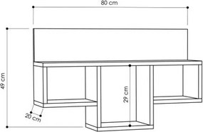 Ραφιέρα τοίχου "DOMINIK" σε χρώμα λευκό 80x20x49