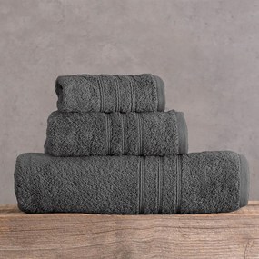 Πετσέτες Aria (Σετ 5τμχ) Dark Grey Ρυθμός Towels Set 75x150cm 100% Πενιέ Βαμβάκι