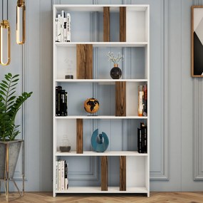 Βιβλιοθήκη Λευκό / Καρυδιά LIMA 90x20x180
