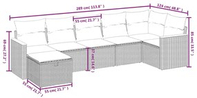 vidaXL Σετ Σαλονιού Κήπου 7 τεμ. Γκρι Συνθετικό Ρατάν με Μαξιλάρια