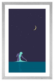 Αφίσα με πασπαρτού Μυστηριώδης νύχτα - 30x45 white