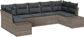 vidaXL Σετ Καναπέ Κήπου με αποθήκευση 7 pcs Γκρι Πολυ ράταν