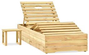 vidaXL Ξαπλώστρα Κήπου από Εμποτ. Ξύλο Πεύκου με Τραπεζάκι &amp; Μαξιλάρι