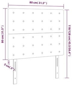 Κεφαλάρι Κρεβατιού LED Σκούρο Γκρι 80x5x118/128εκ. Υφασμάτινο - Γκρι