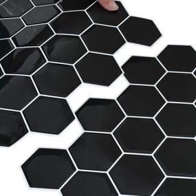 vidaXL Εξάγωνο Πλακάκι 50 pcs Μαύρο 30 x 30 cm Πολυουρεθάνη και PET