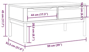 Τραπεζάκι Σαλονιού FLORO Καφέ Κεριού 99x55,5x45 εκ. Μασίφ Πεύκο - Καφέ