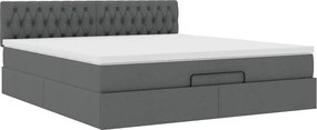 vidaXL Οθωμανικό κρεβάτι με στρώμα σκούρο γκρι 160x200cm ύφασμα