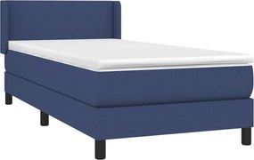vidaXL Κρεβάτι Boxspring με Στρώμα Μπλε 90x190 εκ.Υφασμάτινο