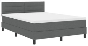vidaXL Σκούρο Γκρι Κρεβάτι με Μοχλό και Στρώμα 140x200 εκ. Ύφασμα