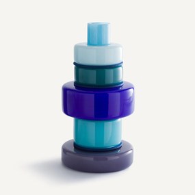 Βάζο με 5 δαχτυλίδια από φυσητό γυαλί, ύψος 32 εκ., Maveo