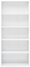 vidaXL Βιβλιοθήκη με 5 Ράφια Γυαλιστερό Λευκό 80x30x189 εκ Μοριοσανίδα