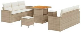 vidaXL Σετ Καναπέ Κήπου Ρυθμιζόμενο ύψος 9 pcs Μπεζ συνθετικό ρατάν
