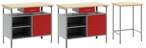 vidaXL Σετ 3 κομματιών πάγκου εργασίας  Μαύρο Χάλυβα