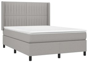 vidaXL Κρεβάτι Boxspring με Στρώμα &amp; LED Αν.Γκρι 140x190εκ. Υφασμάτινο
