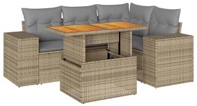 vidaXL Σετ Καναπέ Κήπου 5 τεμ. Μπεζ Συνθετικό Ρατάν με Μαξιλάρι