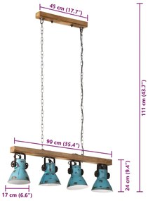 Φωτιστικό Οροφής 25 W Αντικέ Μπλε 90x24x111 εκ. Ε27 - Μπλε