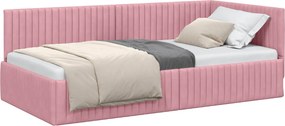 vidaXL Κρεβάτι Γωνίας Ροζ 100 x 200 cm Βελούδο