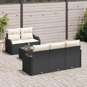 vidaXL Σετ Καναπέ Κήπου με μαξιλάρι 6 pcs Μαύρο, Κρέμα 55 x 55 x 37 εκ