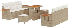 vidaXL Σετ Καναπέ Κήπου με μαξιλάρι 9 pcs Μπεζ Πολυ ράταν