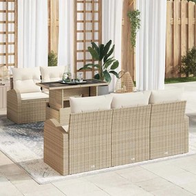 vidaXL Σετ Καναπέ Κήπου 6 pcs Μπεζ 100 x 55 x 73 εκ Πολυ ράταν