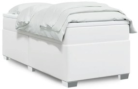 vidaXL Κρεβάτι Boxspring με Στρώμα Λευκό 100x200εκ.από Συνθετικό Δέρμα