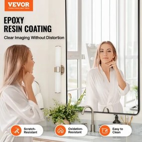 VEVOR Square Wall Mounted Mirror 36&quot; x 72&quot; Mirror with Aluminium Alloy Frame