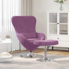 vidaXL Αυγό Καρέκλα με Σκαμνί Μοβ Βελούδο