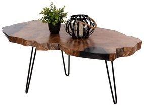 Τραπέζι Σαλονιού Glaze HM9750 110x60x48cm Με Μεταλλικά Πόδια Από Ξύλο Teak Natural-Black Wood