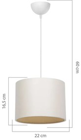 Φωτιστικό οροφής μονόφωτο PWL-1115 pakoworld Ε27 κρεμ-λευκό Φ22x16.5εκ