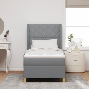 vidaXL Κρεβάτι με Στρώμα Φως Γκρι 100x200 cm Υφασμάτινο