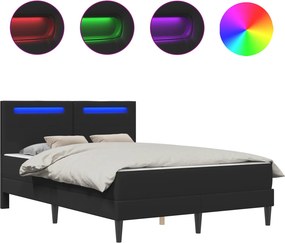 vidaXL Σκελετός κρεβατιού με στρώμα Μαύρο 140 x 190 cm Τεχνητό Δέρμα