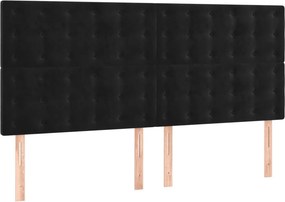 vidaXL Κρεβάτι Boxspring με Στρώμα Μαύρο 180x200 εκ. Βελούδινο