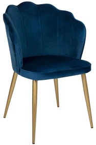 Καρέκλα Avie HM8737.08 Βελούδινη Με Μεταλλικό Σκελετό 48x48x85cm Blue-Gold Βελούδο, Μέταλλο