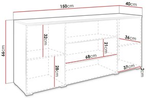 Σιφονιέρα Sarasota 142, Wotan δρυς, Με συρτάρια και ντουλάπια, Αριθμός συρταριών: 3, 66x150x40cm, 56 kg | Epipla1.gr