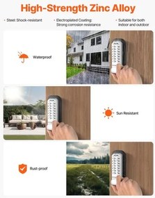 VEVOR Mechanical Keyless Entry Door Lock 14 Key Mechanical Door Lock Single-Side