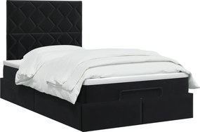 vidaXL Κρεβάτι Ottoman με στρώμα Μαύρο 120 x 190 cm Βελούδο
