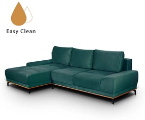 NATURA ΚΑΝΑΠΕΣ ΚΡΕΒΑΤΙ ΓΩΝΙΑ ΑΡΙΣΤΕΡΗ DUSTY PETROL 283x164xH90cm - Ύφασμα - 01-2658