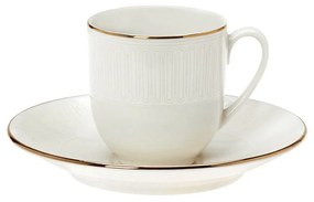 Φλυτζάνι Καφέ Με Πιατάκι 03.100.17 120ml Ivory-Gold Cryspo Trio Porcelain