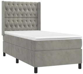 ΚΡΕΒΑΤΙ BOXSPRING ΜΕ ΣΤΡΩΜΑ &amp; LED ΑΝ.ΓΚΡΙ 80X200 ΕΚ. ΒΕΛΟΥΔΙΝΟ 3139709