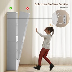 HOMCOM Βιβλιοθήκη 6 Επιπέδων, Ρυθμιζόμενη 3 Επιπέδων, με Συρτάρι, Ντουλάπι, Προσαρμόσιμο Ράφι, Ράφι Προβολής, Λευκό