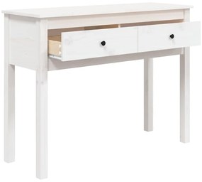 vidaXL Τραπέζι Κονσόλα Λευκό 100 x 35 x 75 εκ. από Μασίφ Ξύλο Πεύκου