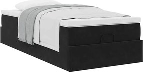 vidaXL Οθωμανικό κρεβάτι με στρώμα Μαύρο 80x200cm Velvet