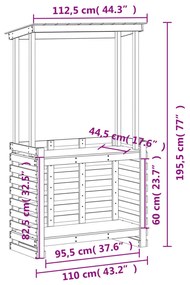 ΤΡΑΠΕΖΙ ΜΠΑΡ ΚΗΠΟΥ ΜΕ ΟΡΟΦΗ 112,5X57X195,5 ΕΚ. ΜΑΣΙΦ ΠΕΥΚΟ 832537