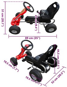 vidaXL Go Kart με Πετάλια Κόκκινο