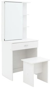 Τουαλέτα κρεβατοκάμαρας Zelia  με καθρέπτη και σκαμπό χρώμα λευκό 60x40.5x151εκ Υλικό: PARTICLE BOARD 249-000025